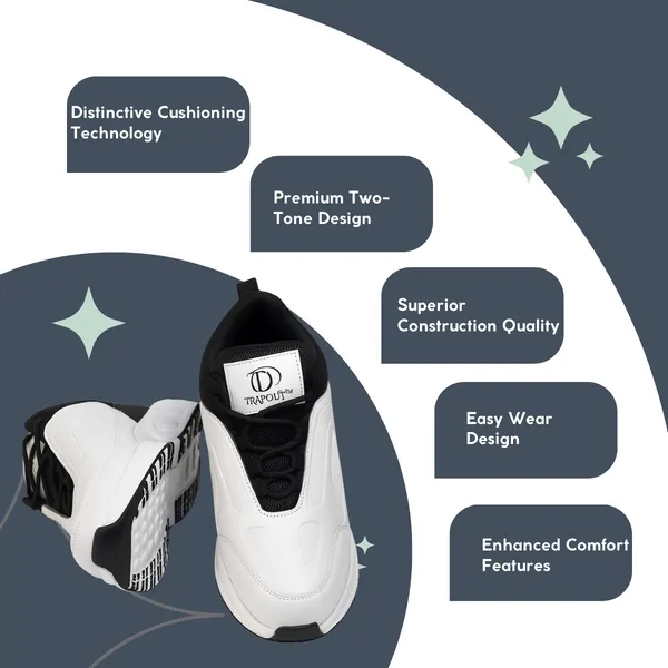 Black_And_White_Pu_And_Mesh_Shoes_For_Men