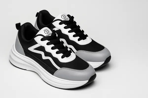 Black_And_White_Pu_And_Leather_Shoes_For_Men