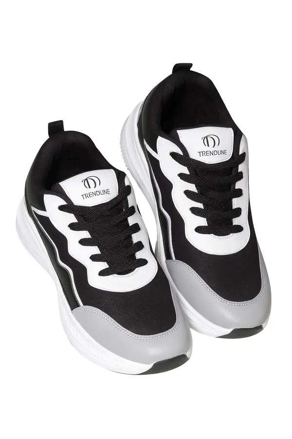 Black_And_White_Pu_And_Leather_Shoes_For_Men