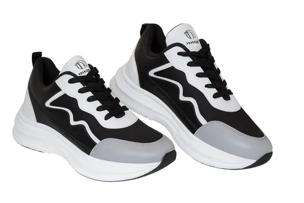 Black_And_White_Pu_And_Leather_Shoes_For_Men