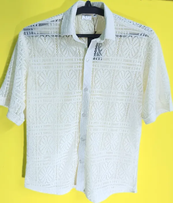 Cream_Polyester_Shirt_For_Men