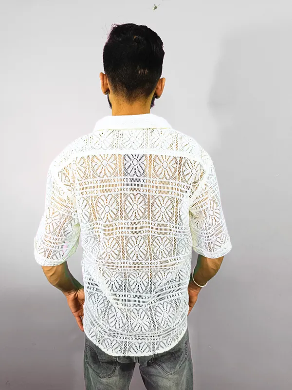 Cream_Polyester_Shirt_For_Men