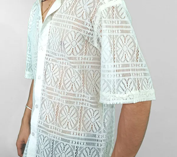 Cream_Polyester_Shirt_For_Men
