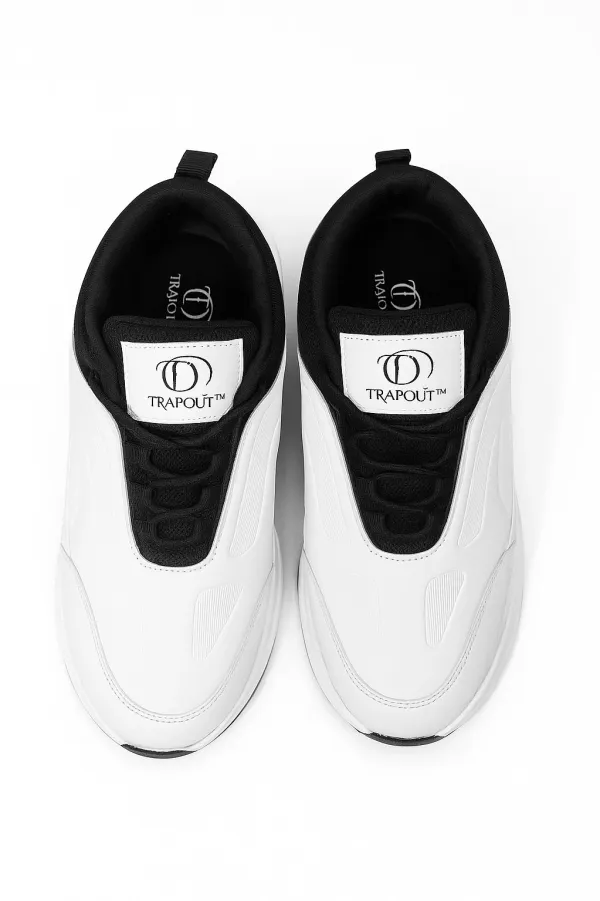 Black_And_White_Pu_And_Mesh_Shoes_For_Men