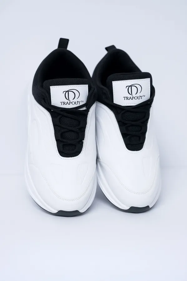 Black_And_White_Pu_And_Mesh_Shoes_For_Men
