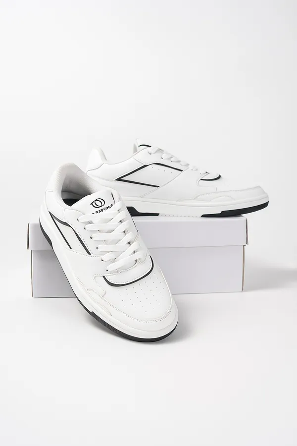 White_Pu_And_Leather_Shoes_For_Men