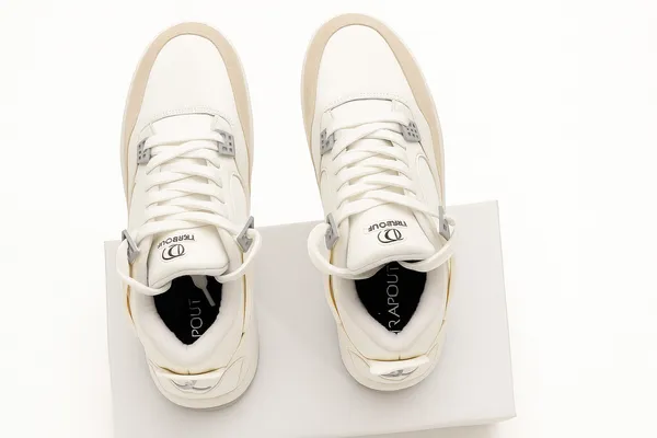 White_And_Beige_Synthetic_Leather_And_Mesh_And_Suede_Shoes_For_Men