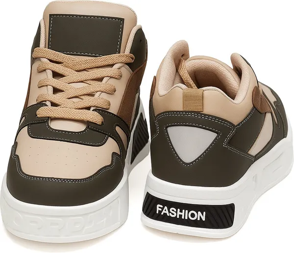 Green_Synthetic_And_Mesh_And_Suede_Shoes_For_Men
