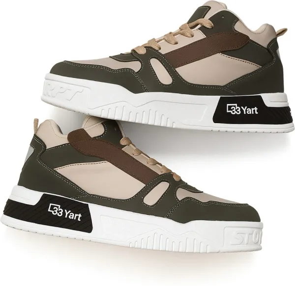Green_Synthetic_And_Mesh_And_Suede_Shoes_For_Men