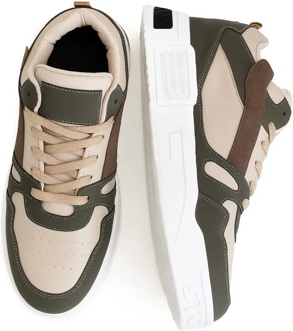 Green_Synthetic_And_Mesh_And_Suede_Shoes_For_Men