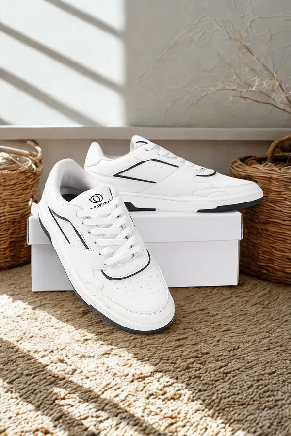White_Pu_And_Leather_Shoes_For_Men