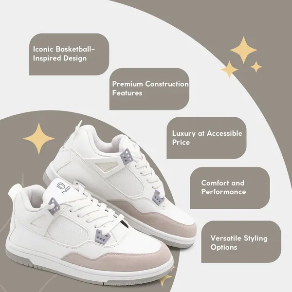 White_And_Beige_Synthetic_Leather_And_Mesh_And_Suede_Shoes_For_Men