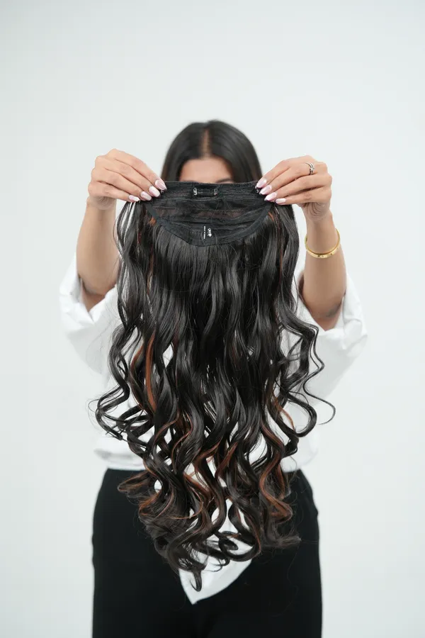 Brown_(Golden_Highlights)_Synthetic_Hair_Extension_For_Women