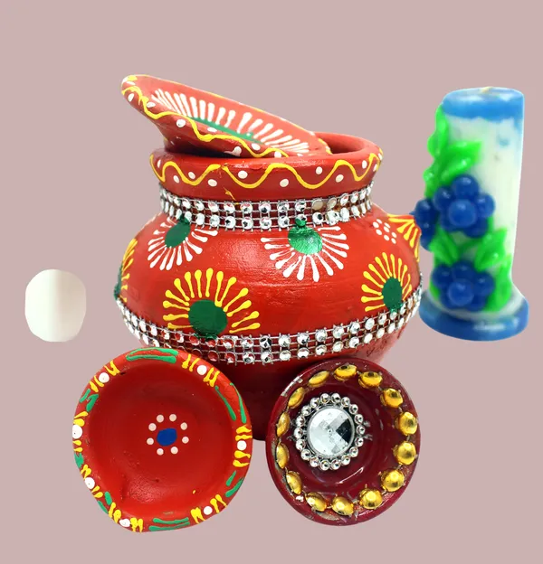 Pack_Of_4_Orange_Earthenware_Pooja_Thali_Set