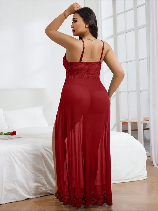 Red_Black_Mesh_Long_Gown_With_Side_Slits_Lace_Lingerie_Nightgown_For_Women