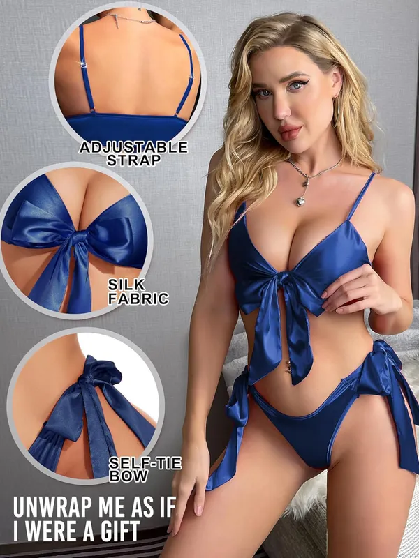 Navy_Satin_Bikini_Top_And_Bottom_With_Bow_Details_Tieside_Design_Twopiece_Swimsuit_Lingerie_Set_For_Women