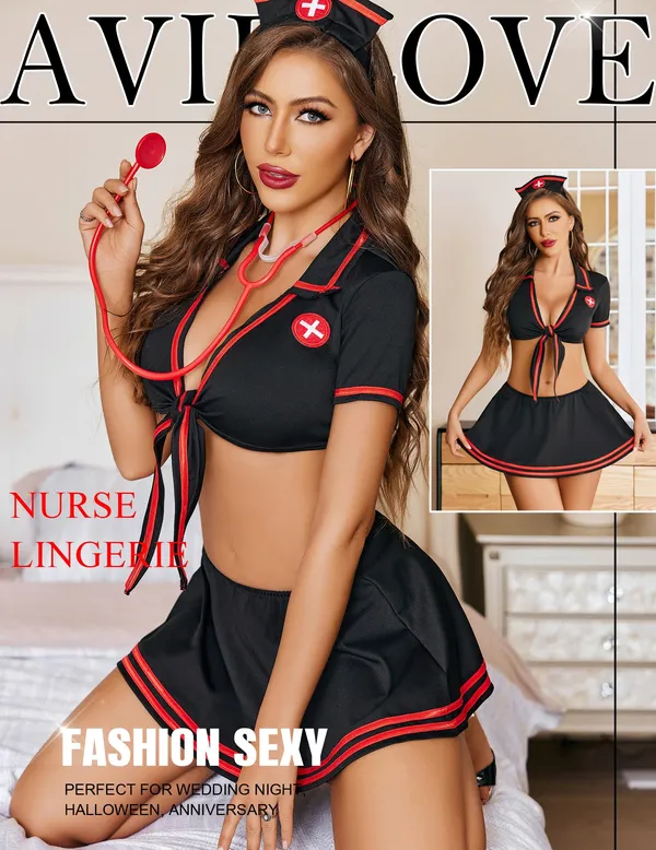 Black_Tietop_And_Mini_Pleated_Skirt_Roleplay_Set_Nurse_Lingerie_Costume_For_Women