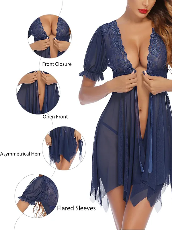 Navy_Blue_Lace_Embroidered_Above_Knee_Length_Babydoll_Lingerie_For_Women