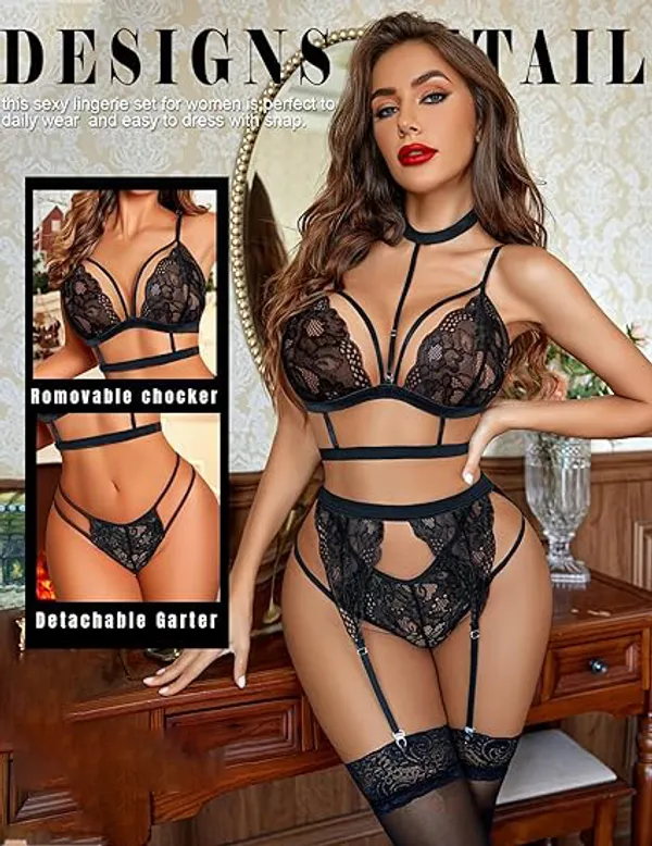Black_Strappy_Lace_Threepiece_Set_With_Garter_Lingerie_For_Women