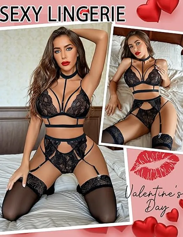 Black_Strappy_Lace_Threepiece_Set_With_Garter_Lingerie_For_Women