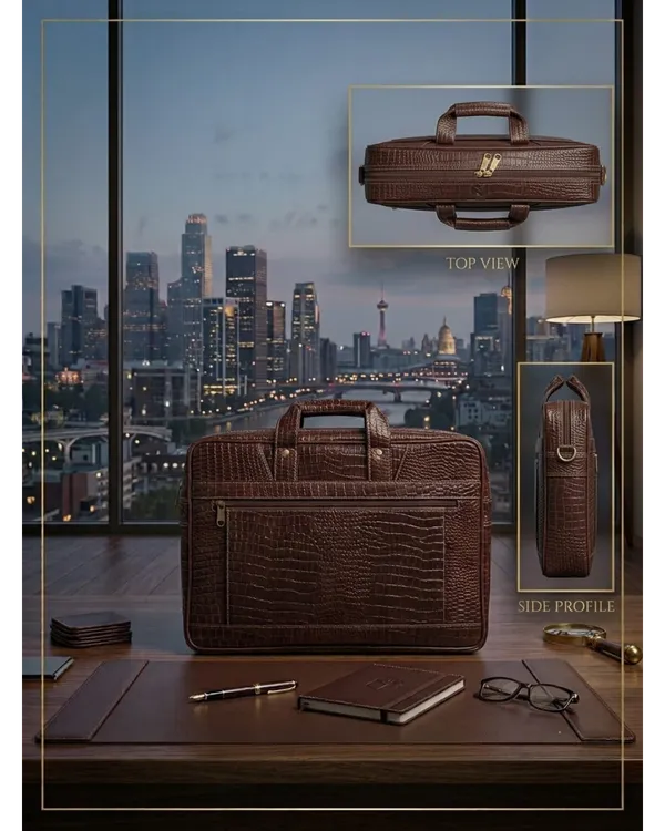 Crocodile_Texture_Brown_Premium_Office_&_Laptop_Bag