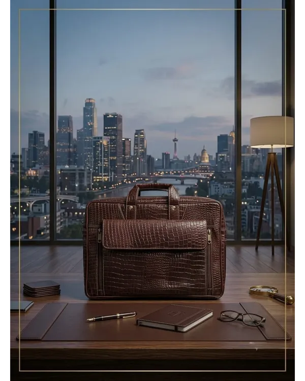 Crocodile_Texture_Brown_Premium_Office_&_Laptop_Bag
