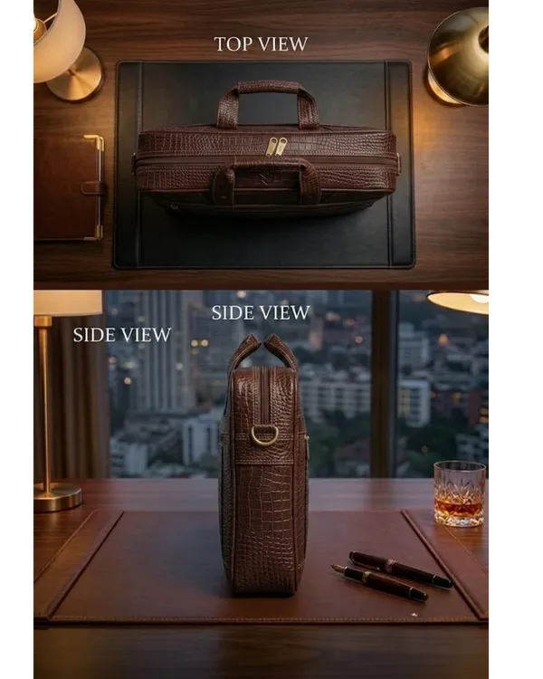 Crocodile_Texture_Brown_Premium_Office_&_Laptop_Bag