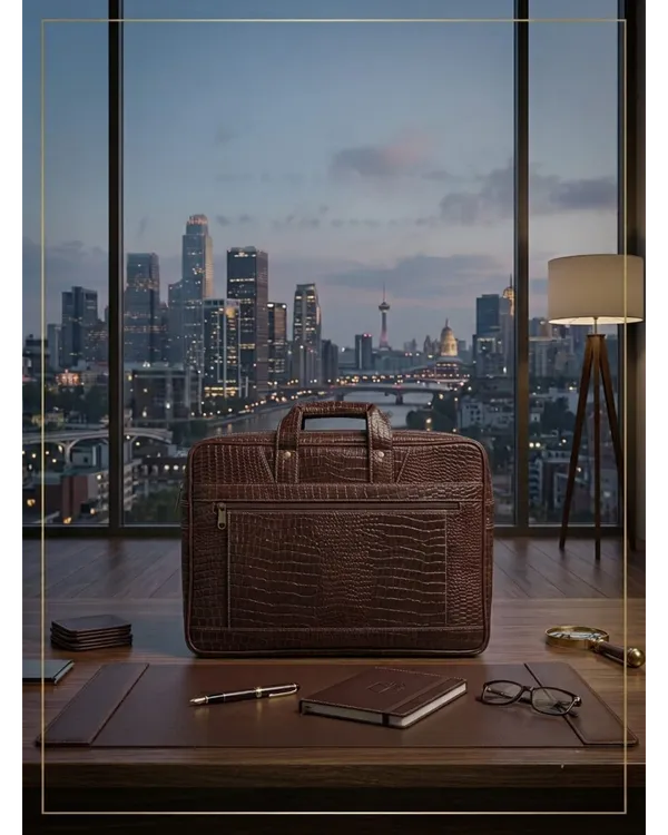 Crocodile_Texture_Brown_Premium_Office_&_Laptop_Bag