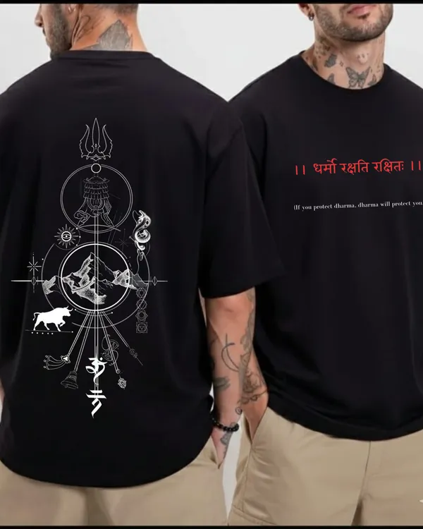 Dharmo_Rakshati_Rakshitah_Black_Oversize_Tees