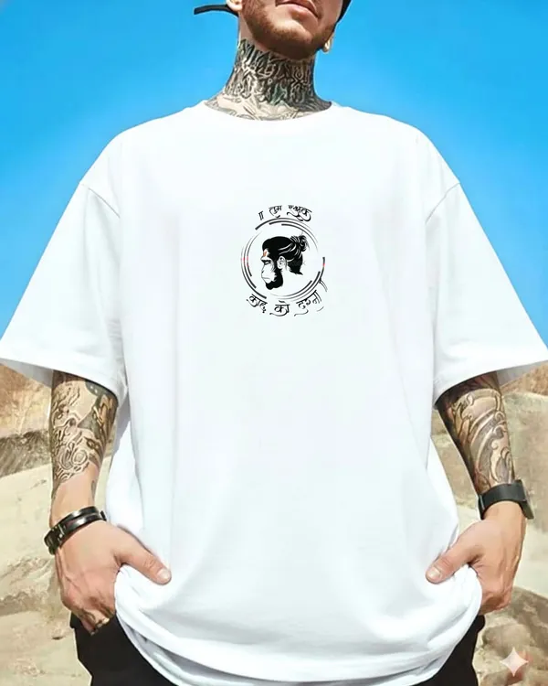 Golden_Mukut_Hanuman_Oversize_White_Tees