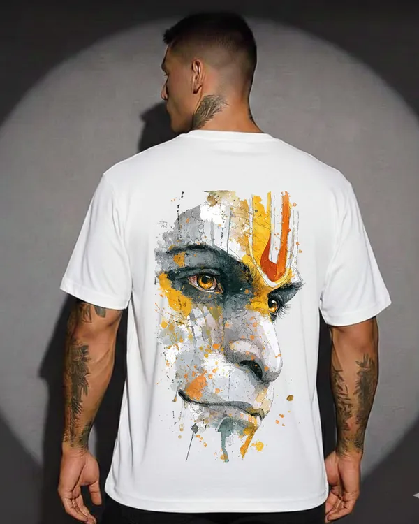 Hanuman_Golden_face_Oversize_White_Tees