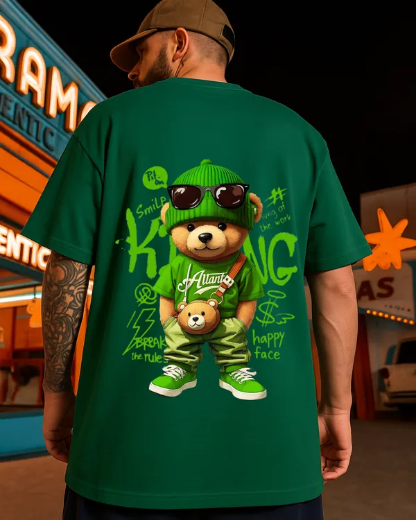 Chill_Vibe_Bear_Bottle_Green_Oversize_Tees