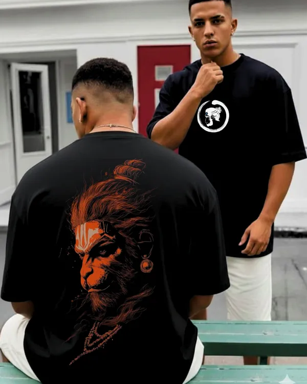 Kundal_Laali_Hanuman_Oversize_Black_Tees