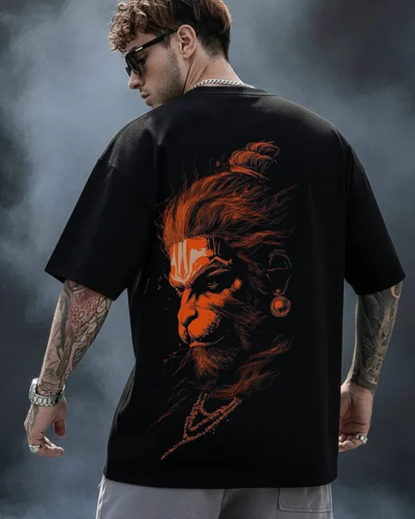 Kundal_Laali_Hanuman_Oversize_Black_Tees