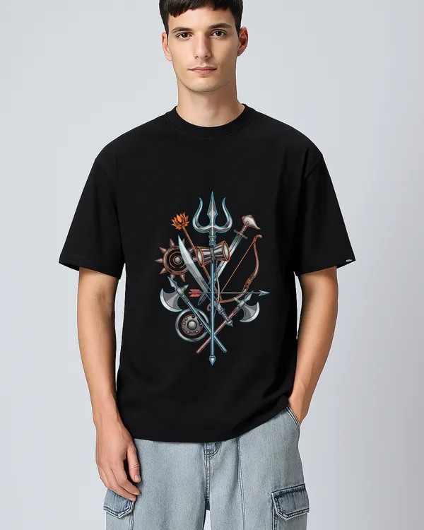 Divine_Weapons:_Durga's_Arsenal_Oversize_Black_Tees