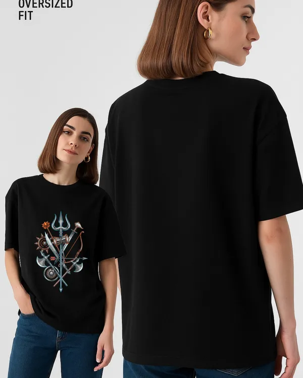 Divine_Weapons:_Durga's_Arsenal_Oversize_Black_Tees