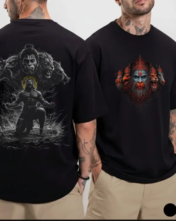 Panch_Mukhi_Hanuman_Oversize_Black_Tees