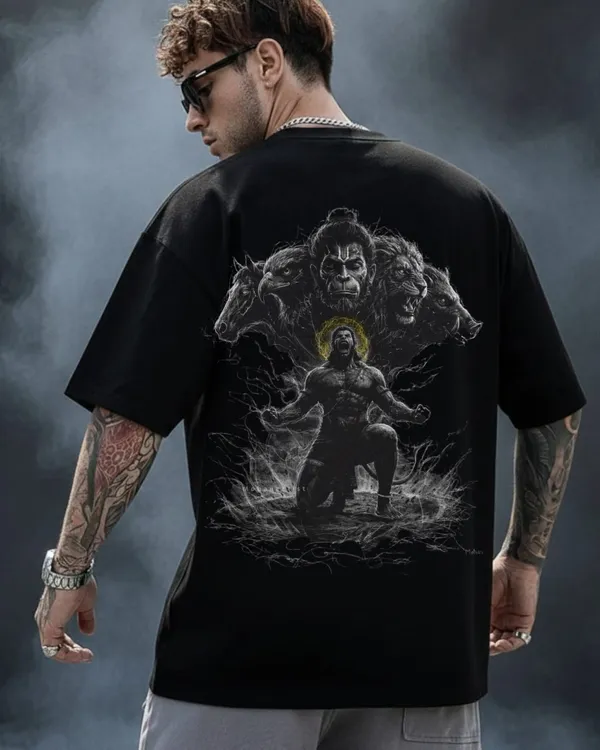 Panch_Mukhi_Hanuman_Oversize_Black_Tees