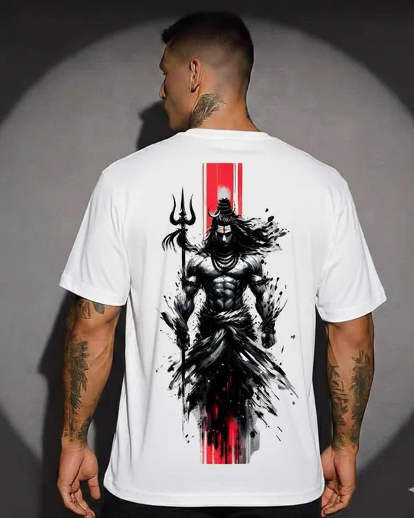 Trishul_dhari_rudra_shiva_oversize_white_Tees