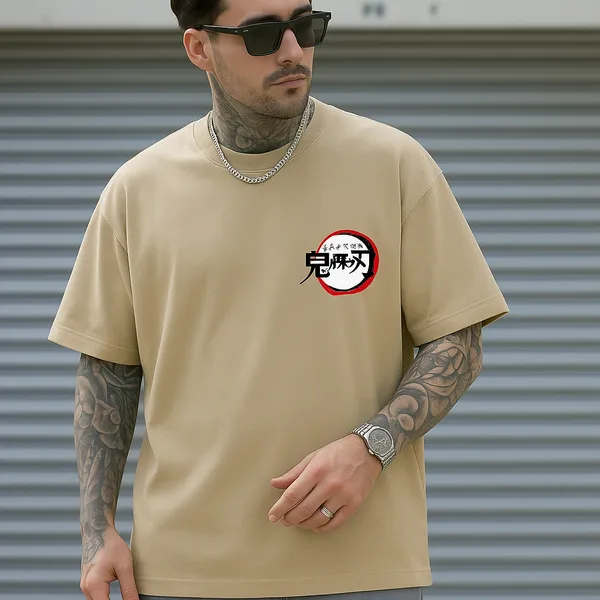 Beige_Kimetsu_No_Yaiba_Oversize_Tee