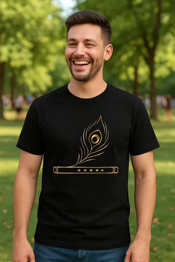 Black_Divine_Melody_Krishna_Flute_Minimalist_"_Oversize_Tee