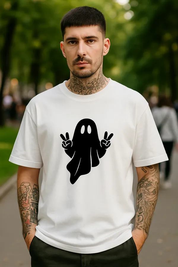 White_Ghost_Vibes_Chill_Spirit,_Big_Peace_Oversize_Tee