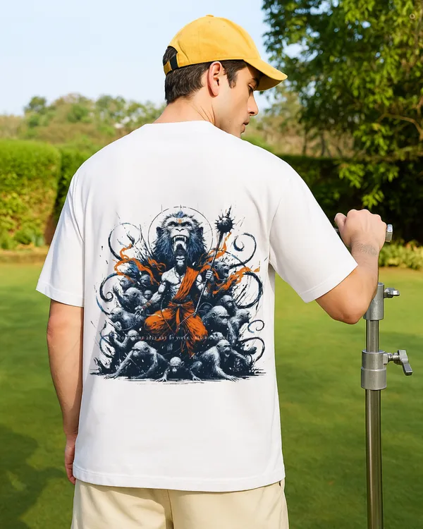 White_Hanuman_Gadda_Mythological_Edition_Oversized_Printed_T-Shirt