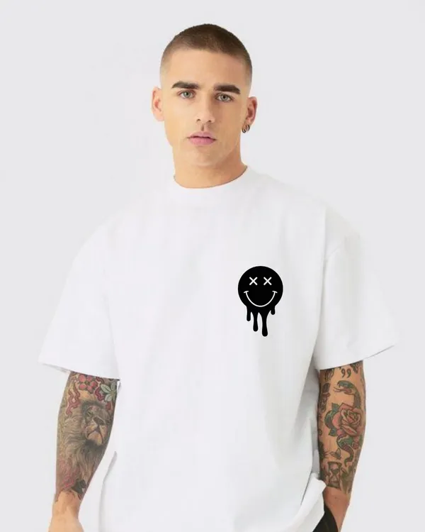 White_Drip_Smiley_Graphic_Oversized_Printed_T-Shirt