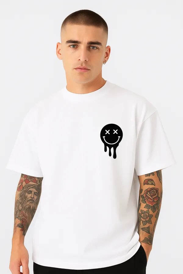 White_Drip_Smiley_Graphic_Oversized_Printed_T-Shirt