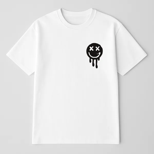 White_Drip_Smiley_Graphic_Oversized_Printed_T-Shirt