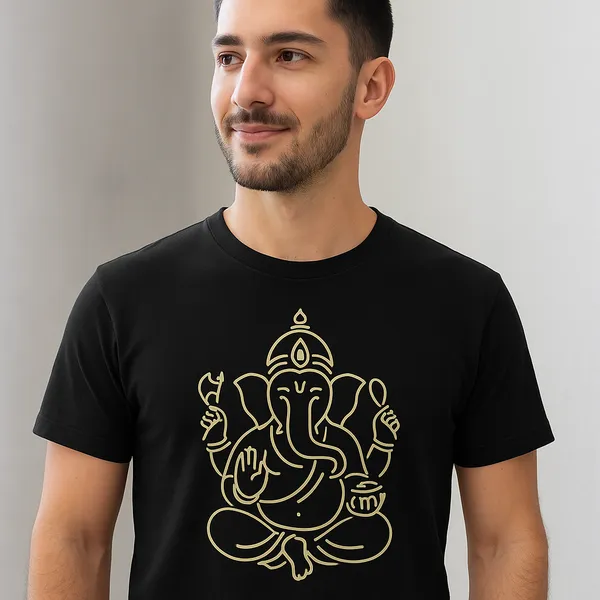 Black_Sacred_Simplicity_Lord_Ganesha_Minimal_Line_Art_Oversize_Tee