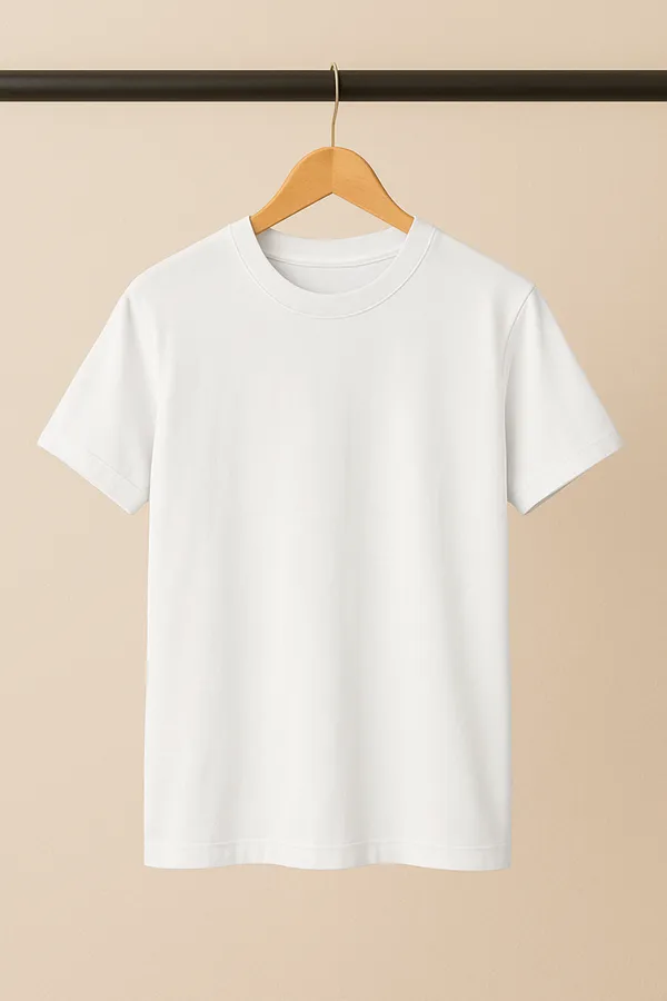 White_Custom_Short_Sleeves_Round_Neck_T-Shirt