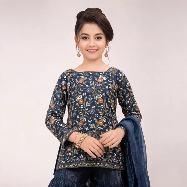 Navy_Blue_Silk_Embroidered_Sharara_Set_For_Girls
