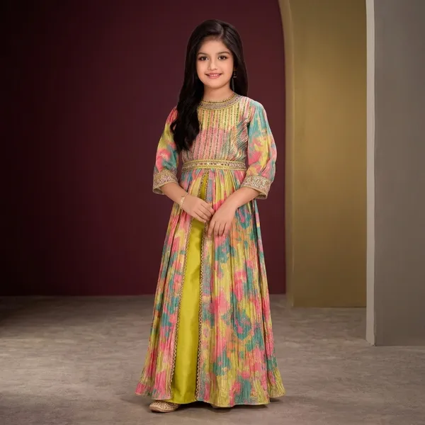 Multicolor_Embroidered_Cotton_Anarkali_Suit_For_Girls